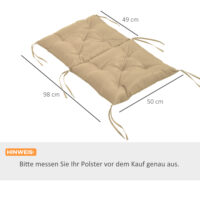 Stuhlkissen 2er Set 8cm dick mit Bindebändern 98x50cm khaki