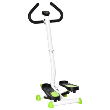 Grüner Swing Stepper mit LCD und Handgriff, belastbar bis 100kg.