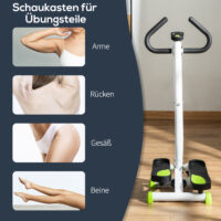 Grüner Swing Stepper mit LCD und Handgriff, belastbar bis 100kg.