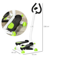 Grüner Swing Stepper mit LCD und Handgriff, belastbar bis 100kg.