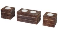 3-teiliges Teelichthalter Set Shabby-Look Vintage braun