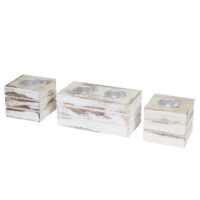 Teelichthalter Set im Shabby Vintage Look 4-teilig weiss