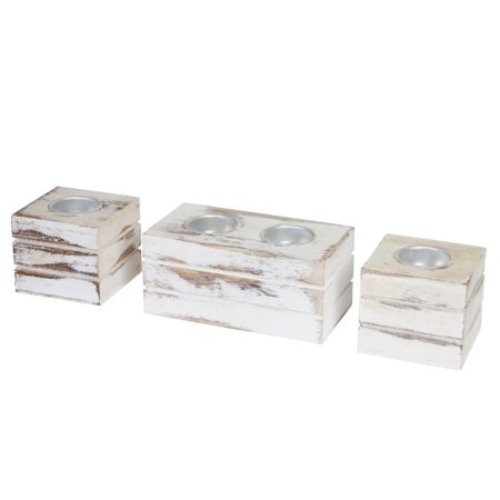 Teelichthalter Set im Shabby Vintage Look 4-teilig weiss