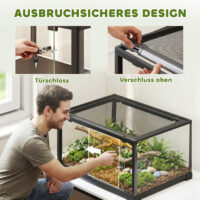 Terrarium für Reptilien verschliessbar mit Schiebetür 60x45x32cm