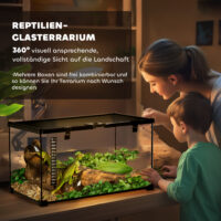 Glasterrarium 50x30x25cm mit integriertem Thermometer.