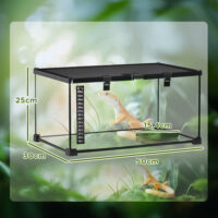 Glasterrarium 50x30x25cm mit integriertem Thermometer.
