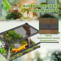 Terrarium für Reptilien mit wasserdichtem Boden und Schloss Glas