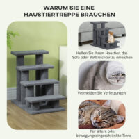 Graue Tiertreppe mit 4 Stufen, 63,5x43x60cm.