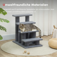 Graue Tiertreppe mit 4 Stufen, 63,5x43x60cm.