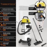 TIMBERTECH® Industriestaubsauger 2300W 30L Blasfunktion 3 Filter