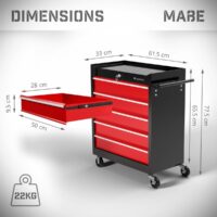 TIMBERTECH® Werkstattwagen 5 Schubladen abschliessbar auf Rollen