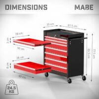 TIMBERTECH® Werkstattwagen 7 Schubladen abschliessbar auf Rollen