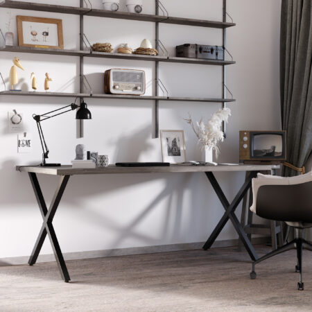 Stabiles und stilvolles 2er-Set schwarze Tischbeine in X-Form.