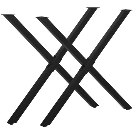 Stabiles und stilvolles 2er-Set schwarze Tischbeine in X-Form.