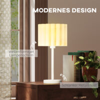 Tischlampe Nachttischlampe Retro mit Kunststoffschirm weiss