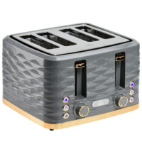Toaster mit Auftaufunktion und 7 Bräunungsstufen für 4 Scheiben grau