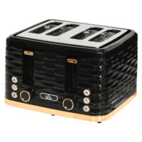 Toaster für 4 Scheiben mit Krümelfach und Funktionen schwarz
