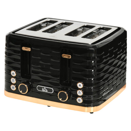 Toaster für 4 Scheiben mit Krümelfach und Funktionen schwarz