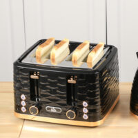 Toaster für 4 Scheiben mit Krümelfach und Funktionen schwarz