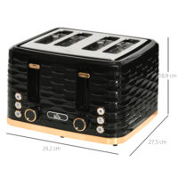 Toaster für 4 Scheiben mit Krümelfach und Funktionen schwarz