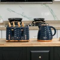 Toaster und Wasserkocher Set mit 7 Stufen und Auftaufunktion blau