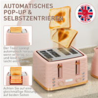 Toaster und Wasserkocher Set 2-in-1 mit 7 Stufen Auftaufunktion rosa