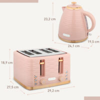 Toaster und Wasserkocher Set 2-in-1 mit 7 Stufen Auftaufunktion rosa