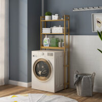 3-stöckiges Toilettenregal und Badregal aus Bambus platzsparend mit Kippschutz