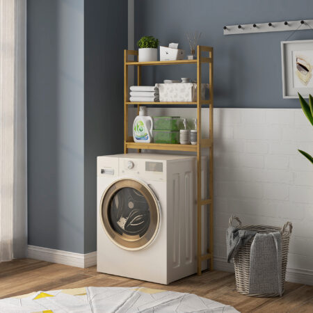 3-stöckiges Toilettenregal und Badregal aus Bambus platzsparend mit Kippschutz