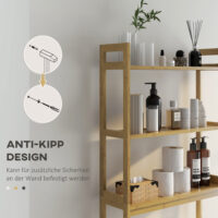 3-stöckiges Toilettenregal und Badregal aus Bambus platzsparend mit Kippschutz