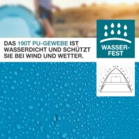 TOM Pop-Up Strandmuschel für 3 Personen mit UV-Schutz 50+ und Tragetasche.