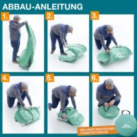 Strandmuschel Pop-Up Modell TOM, ideal für 3 Personen, inkl. UV-Schutz 50+ und Transporttasche.