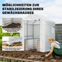 Tomatengewächshaus Foliengewächshaus mit Hochbeet und Rolltor