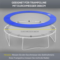 Blaue Randabdeckung als Trampolin Zubehör Set für Trampoline mit 366 cm Durchmesser