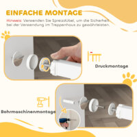 Treppenschutzgitter ohne Bohren mit Automatik für Kinder weiss