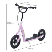 Tretroller für Kinder ab 5 Jahren mit Handbremse 12 Zoll rosa