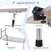 Trimmtisch Hundepflegetisch höhenverstellbar klappbar mit Unterkorb blau