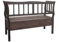 Truhenbank T207 Holz 119cm Staufach Kissen grau-braun