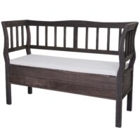 Truhenbank T207 Holz 119cm Staufach Kissen grau-braun