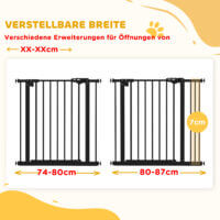 Türschutzgitter für Hunde und Haustiere 74-87cm schwarz