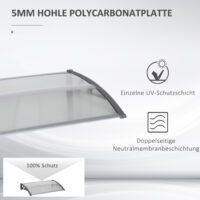 Türüberdachung Vordach wetterfest Polycarbonat 110x60cm grau