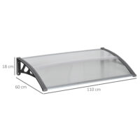 Türüberdachung Vordach wetterfest Polycarbonat 110x60cm grau