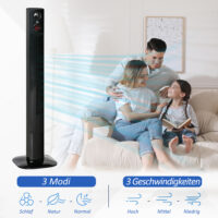 Turmventilator mit Fernbedienung Oszillation Timer und Aroma schwarz