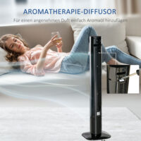 Turmventilator mit Fernbedienung Oszillation Timer und Aroma schwarz