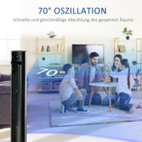 Turmventilator mit Fernbedienung Oszillation Timer und Aroma schwarz
