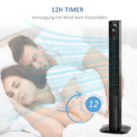 Turmventilator mit Fernbedienung Oszillation Timer und Aroma schwarz
