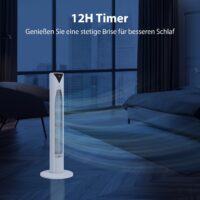 Turmventilator oszillierend mit Fernbedienung Timer und 3 Stufen weiss