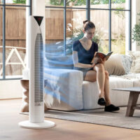 Turmventilator oszillierend mit Fernbedienung Timer und 3 Stufen weiss