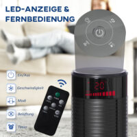 Turmventilator leise mit Fernbedienung Timer und LED schwarz