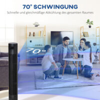 Turmventilator leise mit Fernbedienung Timer und LED schwarz